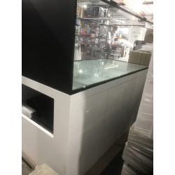 72x36x36" Peninsula With Alloy White Stand ( 400Gal ) Low Iron Glass