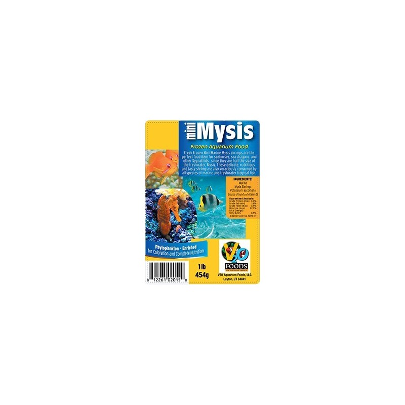 V2O Mini Marine Mysis Shrimp Frozen Blister Cubes 200g