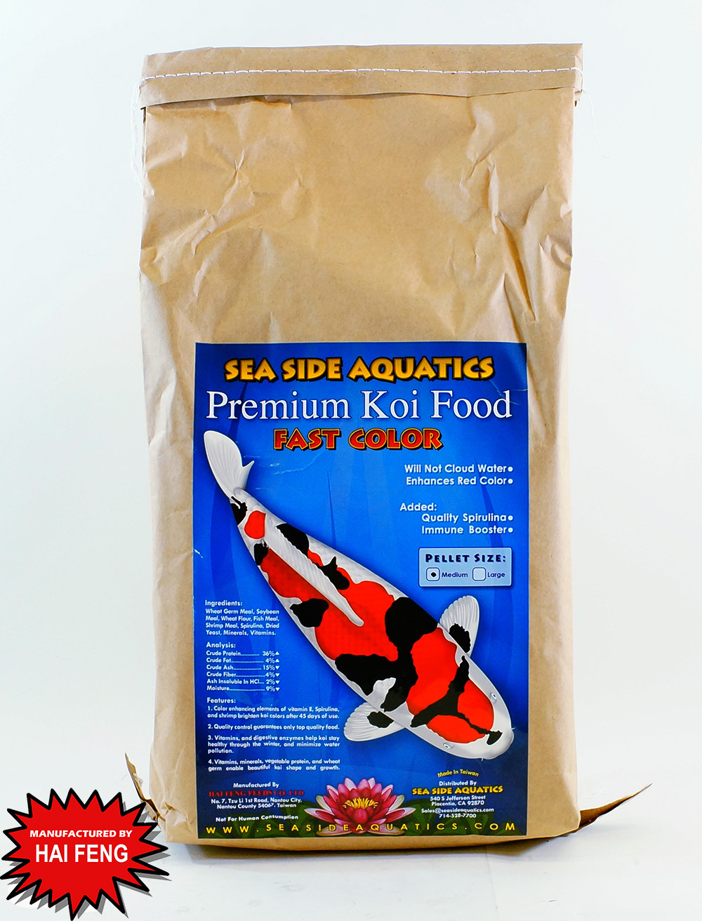 Sea Side Aquatics Premium Koi Food Fast Color 5kg Medium